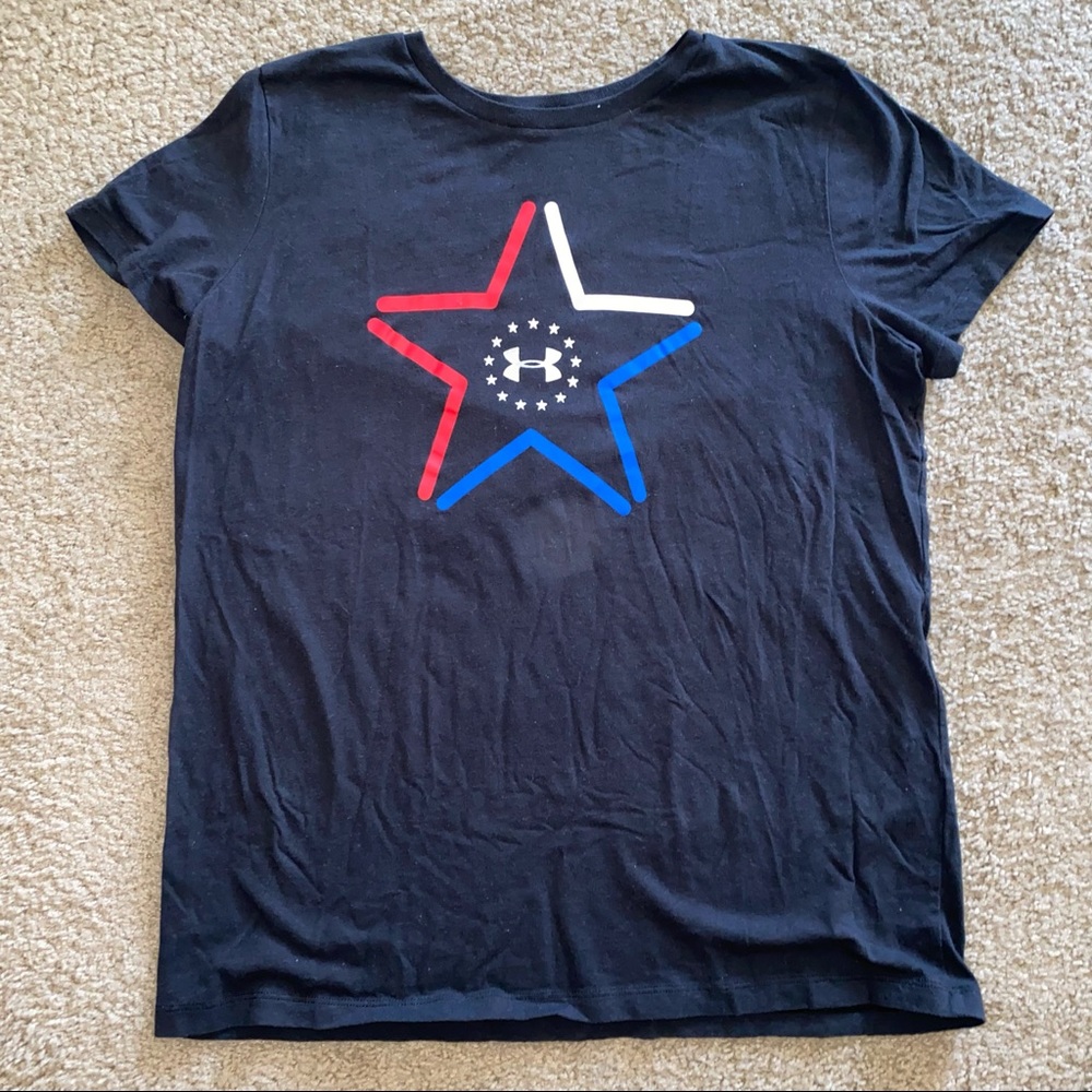 Women’s Under Armour Star Logo “The Classics Tee” Short Sleeve T-shirt Size Lg